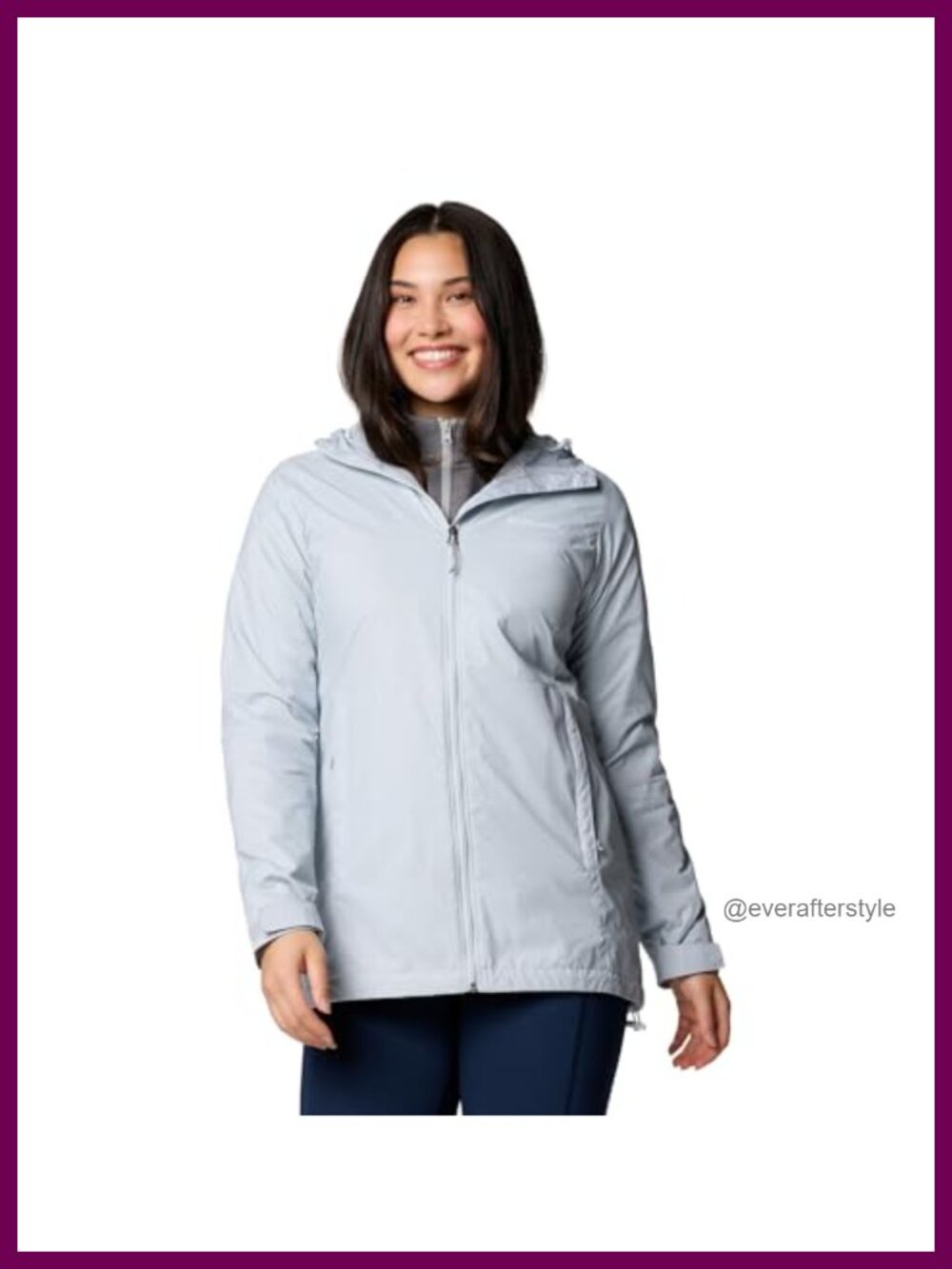 Nylon Lined Raincoat with Adjustable Hood Long Sleeve
